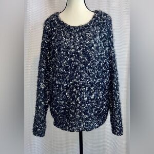 Women’s Simply Noelle mottled navy blue knit sweater size 8-10 S-M